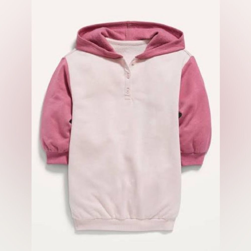 Old Navy Color-Blocked French Terry Hoodie Dress for Toddler Girls 4T Pink